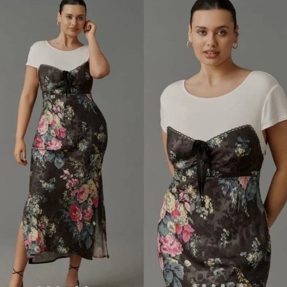 Anthropologie Dresses & Skirts - Anthropologie midi floral slip dress